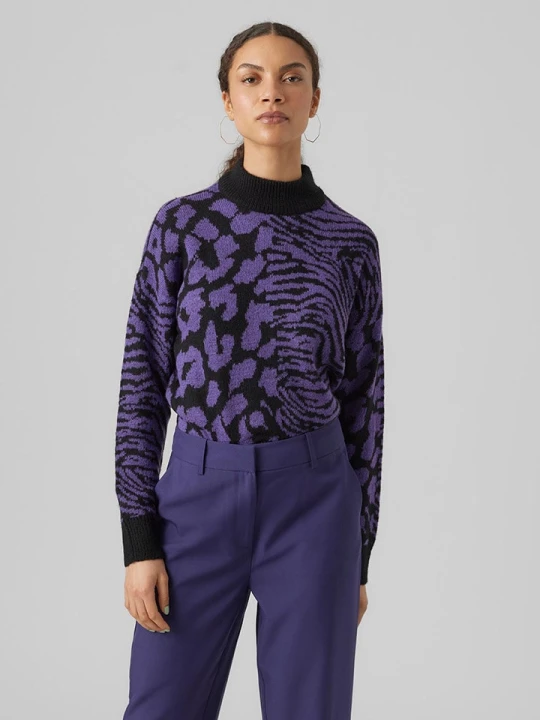 Zdjęcie produktu Vero Moda Sweter w kolorze fioletowo-czarnym rozmiar: S