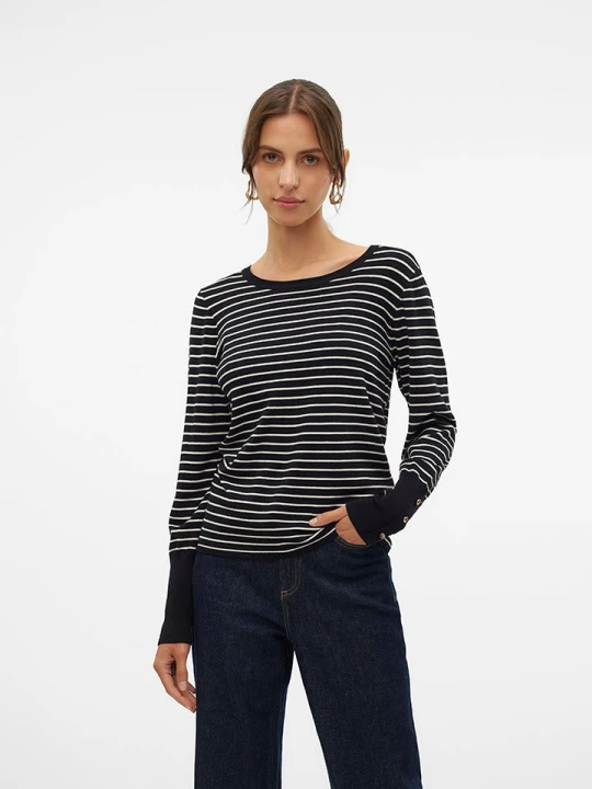 Zdjęcie produktu Vero Moda Sweter w kolorze kremowo-czarnym rozmiar: M