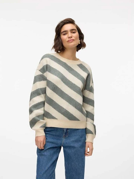 Zdjęcie produktu Vero Moda Sweter w kolorze turkusowo-beżowym rozmiar: L