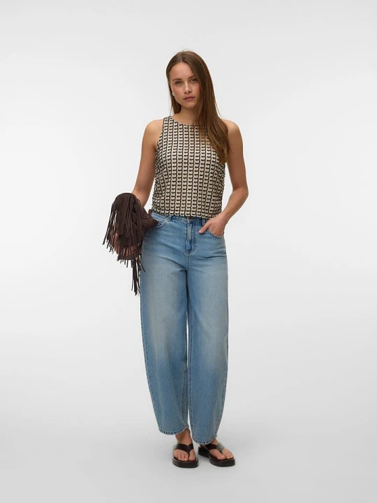 Zdjęcie produktu Vero Moda Top w kolorze beżowo-czarnym rozmiar: L