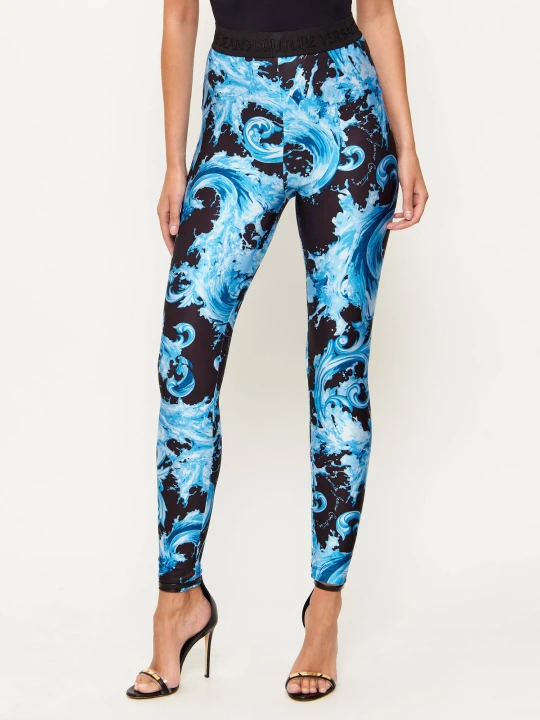 Zdjęcie produktu Versace Jeans Couture Legginsy BAROCCO WAVE | Skinny fit niebieski