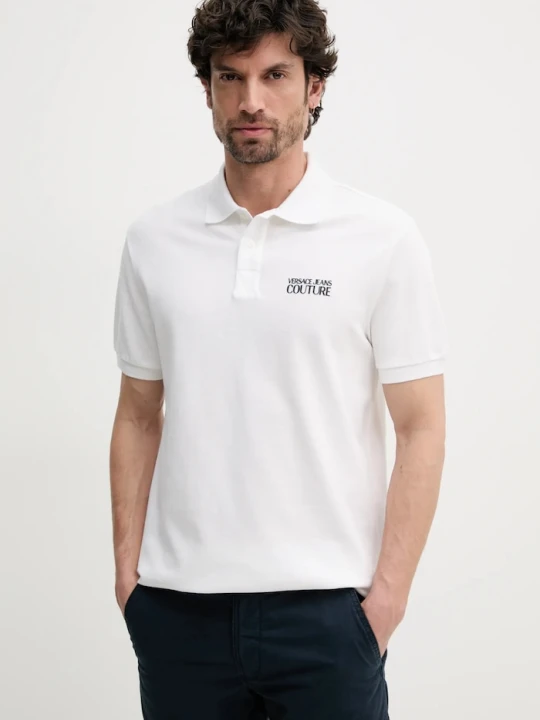 Zdjęcie produktu Versace Jeans Couture polo bawełniane beżowy