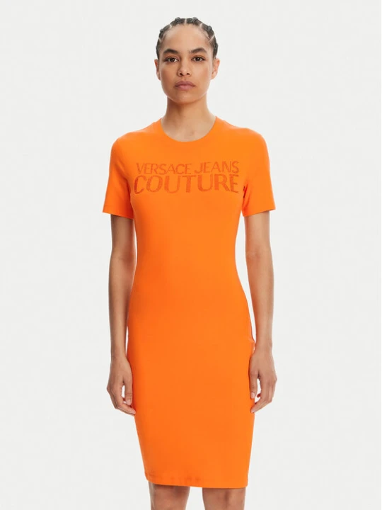 Zdjęcie produktu Versace Jeans Couture Sukienka codzienna 78HAOS04 Pomarańczowy Slim Fit