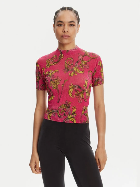 Zdjęcie produktu Versace Jeans Couture Sweter 78HAFM07 Różowy Slim Fit