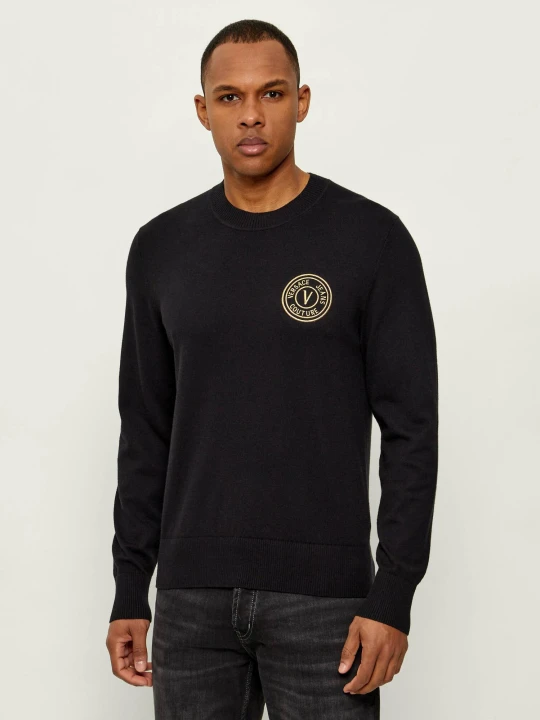Zdjęcie produktu Versace Jeans Couture Sweter | Slim Fit | z dodatkiem kaszmiru czarny