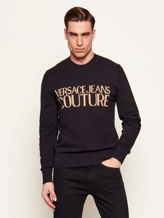 Zdjęcie produktu Versace Jeans Couture Sweter | Slim Fit | z dodatkiem kaszmiru czarny