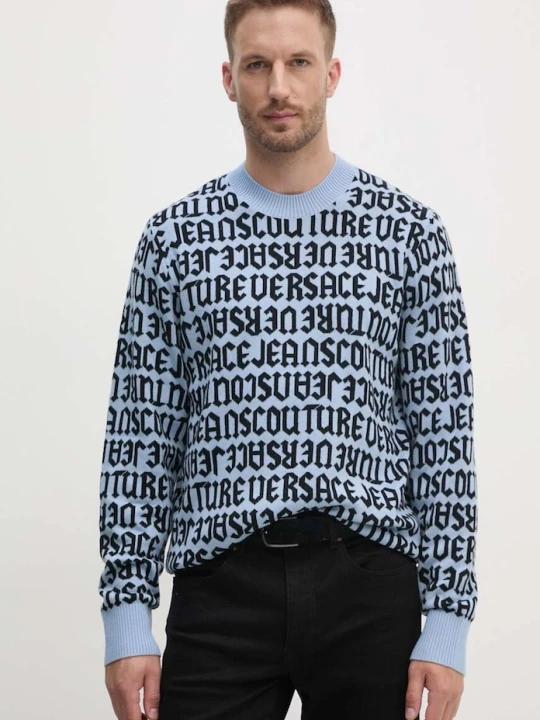 Zdjęcie produktu Versace Jeans Couture sweter wełniany niebieski