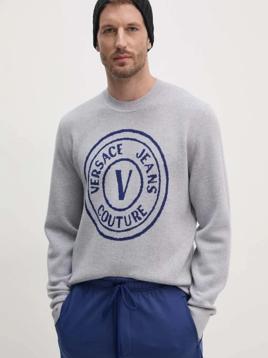 Zdjęcie produktu Versace Jeans Couture sweter wełniany szary