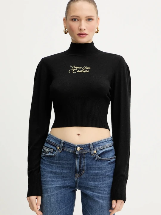 Zdjęcie produktu Versace Jeans Couture sweter z dodatkiem wełny czarny