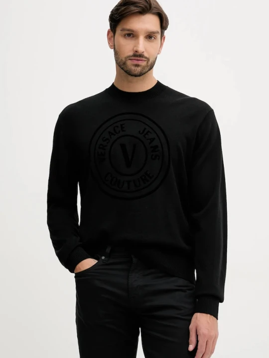 Zdjęcie produktu Versace Jeans Couture sweter z dodatkiem wełny czarny