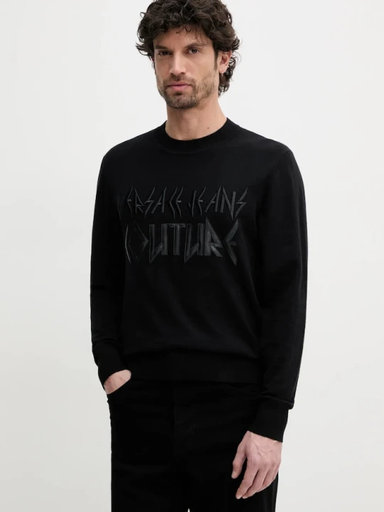 Zdjęcie produktu Versace Jeans Couture sweter z domieszką kaszmiru czarny