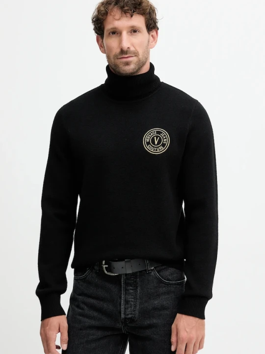 Zdjęcie produktu Versace Jeans Couture sweter z wełną czarny