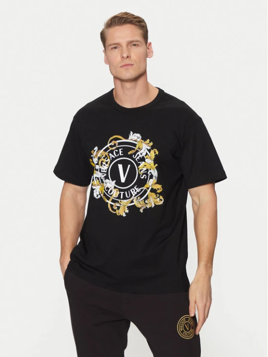 Zdjęcie produktu Versace Jeans Couture T-Shirt 78GAHC01 Czarny Regular Fit