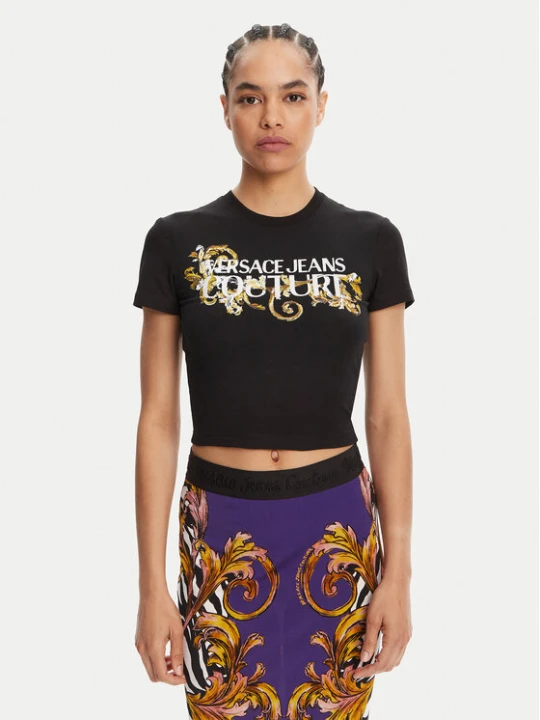 Zdjęcie produktu Versace Jeans Couture T-Shirt 78HAHC05 Czarny Slim Fit