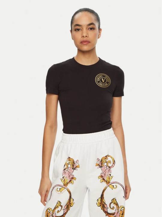Zdjęcie produktu Versace Jeans Couture T-Shirt 78HAHT00 Czarny Regular Fit
