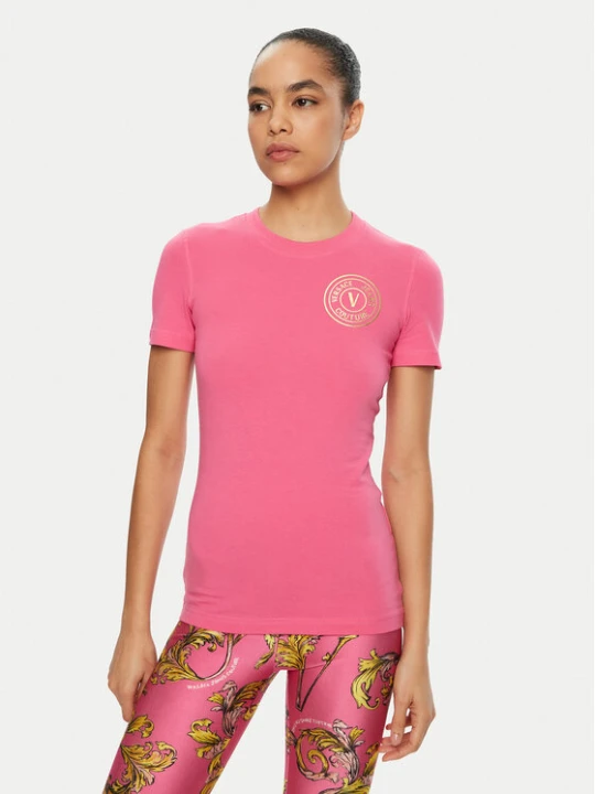 Zdjęcie produktu Versace Jeans Couture T-Shirt 78HAHT00 Różowy Regular Fit