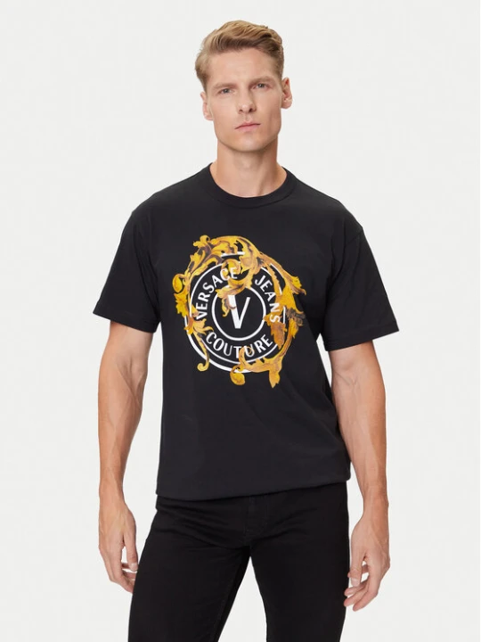 Zdjęcie produktu Versace Jeans Couture T-Shirt 79GAHE01 CJ00T Czarny Regular Fit