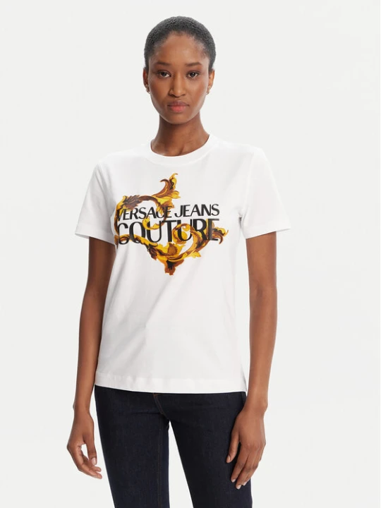 Zdjęcie produktu Versace Jeans Couture T-Shirt 79HAHE06 CJ00E Biały Regular Fit
