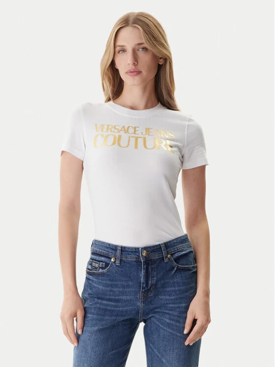 Zdjęcie produktu Versace Jeans Couture T-Shirt 79HAHT02 CJ03T Biały Regular Fit