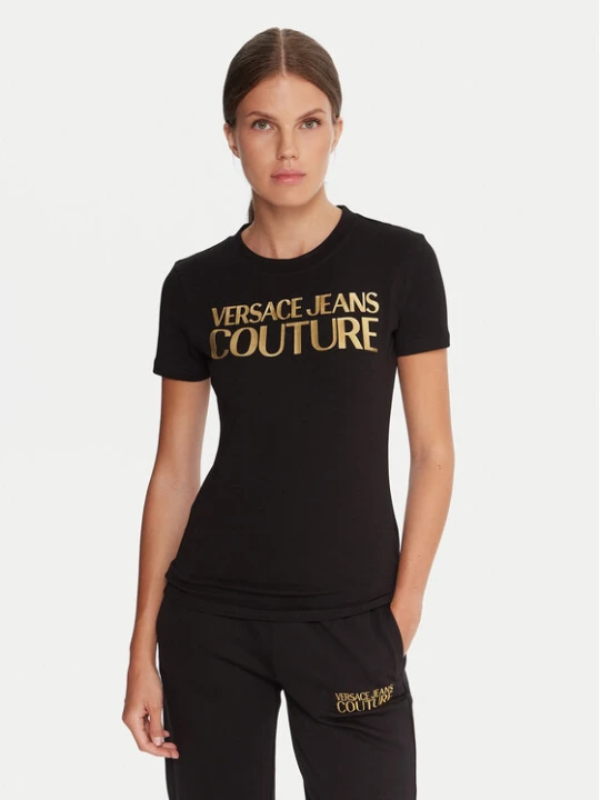 Zdjęcie produktu Versace Jeans Couture T-Shirt 79HAHT02 CJ03T Czarny Regular Fit