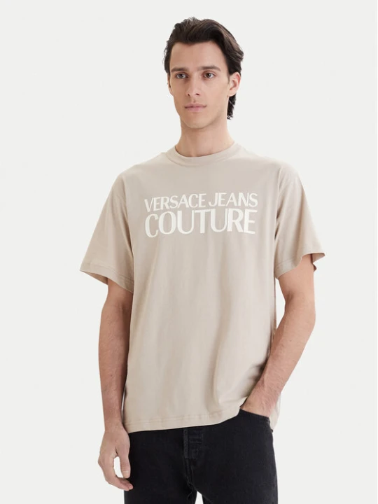 Zdjęcie produktu Versace Jeans Couture T-Shirt 80GAHT01 CJ00T Beżowy Regular Fit