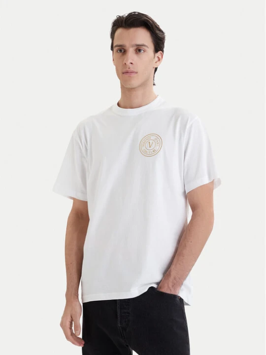 Zdjęcie produktu Versace Jeans Couture T-Shirt 80GAHT04 CJ00T Biały Regular Fit