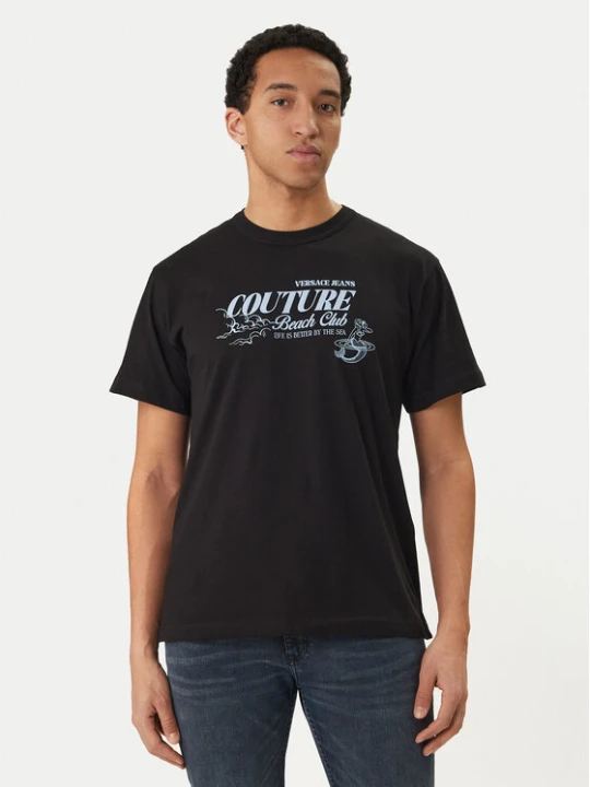 Zdjęcie produktu Versace Jeans Couture T-Shirt 80GAHT10 CJ00T Czarny Regular Fit