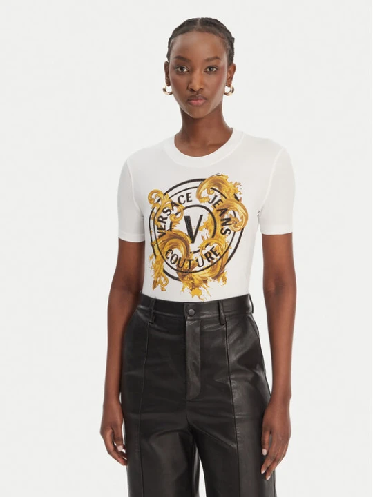 Zdjęcie produktu Versace Jeans Couture T-Shirt 80HAHE01 CJ02E Biały Slim Fit