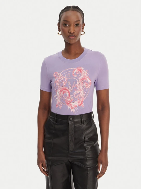 Zdjęcie produktu Versace Jeans Couture T-Shirt 80HAHE01 CJ02E Fioletowy Slim Fit