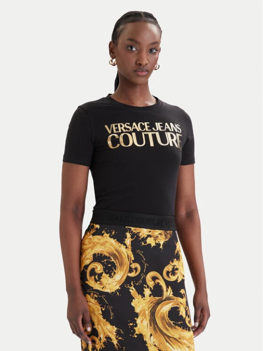 Zdjęcie produktu Versace Jeans Couture T-Shirt 80HAHT00 CJ03T Czarny Slim Fit