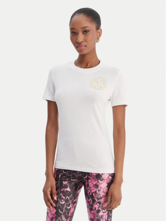 Zdjęcie produktu Versace Jeans Couture T-Shirt 80HAHT02 CJ03T Biały Slim Fit