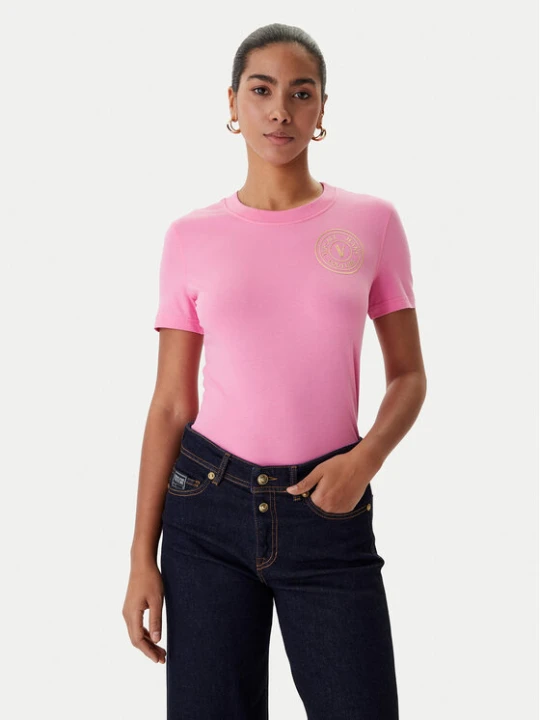 Zdjęcie produktu Versace Jeans Couture T-Shirt 80HAHT02 CJ03T Różowy Slim Fit