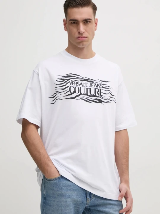 Zdjęcie produktu Versace Jeans Couture t-shirt bawełniany biały