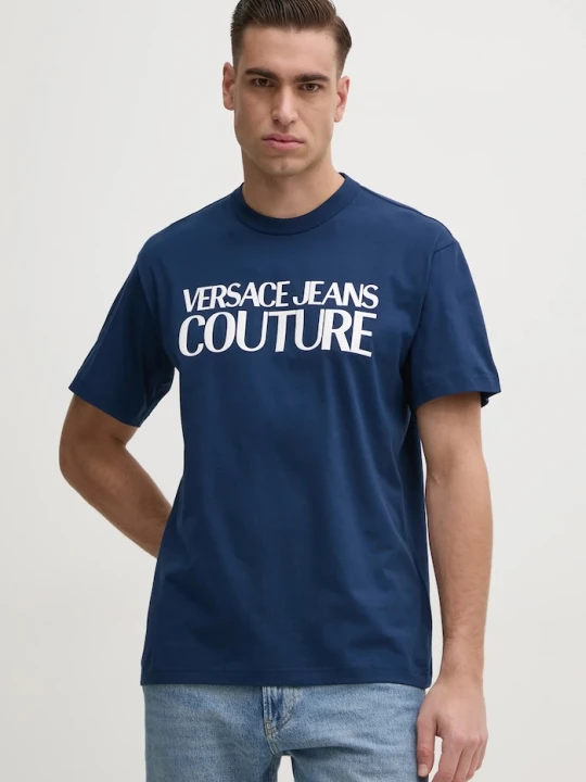 Zdjęcie produktu Versace Jeans Couture t-shirt bawełniany granatowy