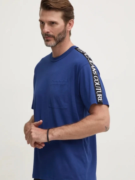 Zdjęcie produktu Versace Jeans Couture t-shirt bawełniany niebieski