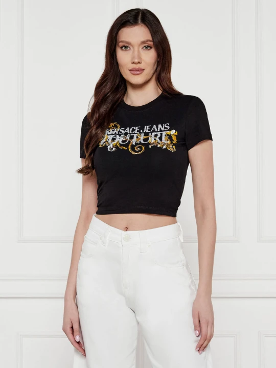 Zdjęcie produktu Versace Jeans Couture T-shirt | Cropped Fit czarny