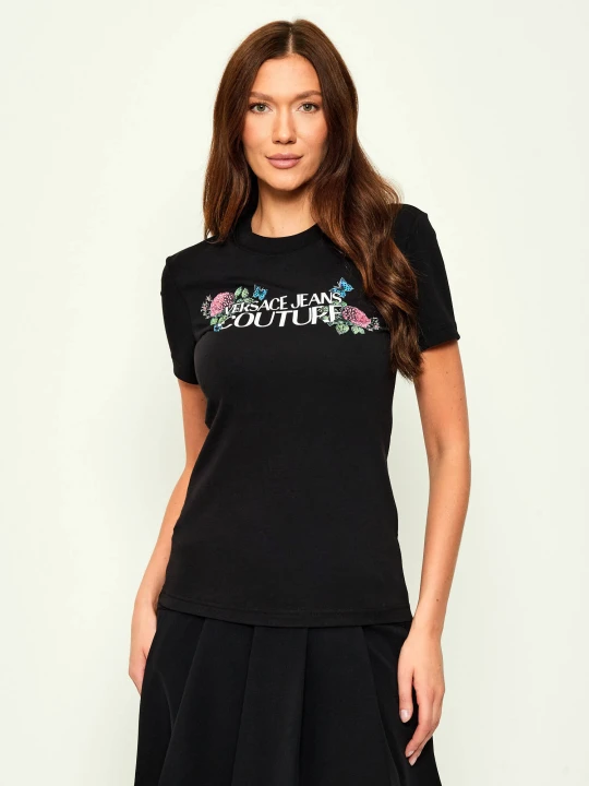 Zdjęcie produktu Versace Jeans Couture T-shirt ROSE | Regular Fit czarny