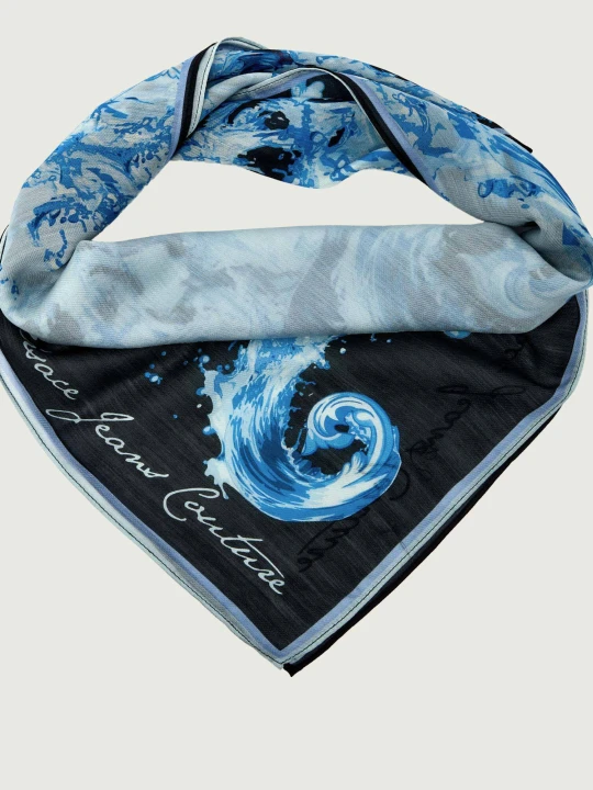 Zdjęcie produktu Versace Jeans Couture Wełniana chusta | z dodatkiem jedwabiu niebieski