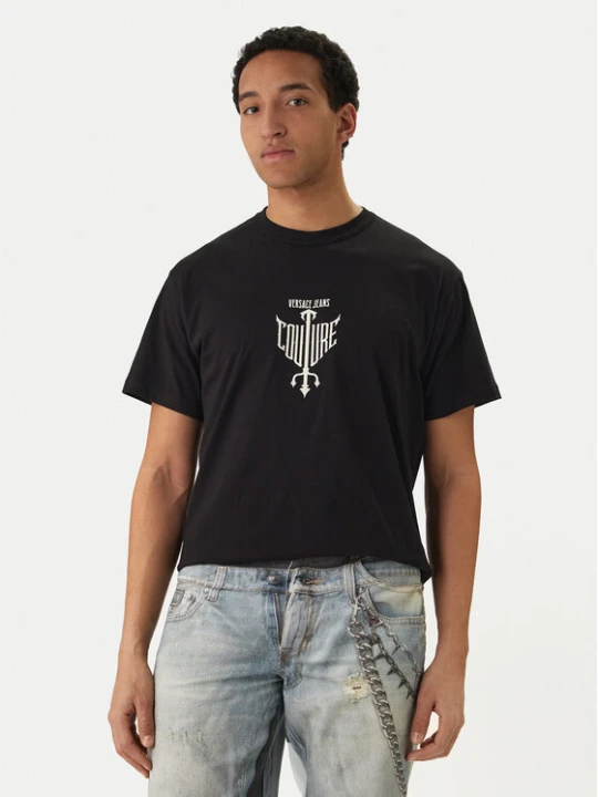 Zdjęcie produktu Versace Jeans T-Shirt 80GAHT14 Czarny Regular Fit