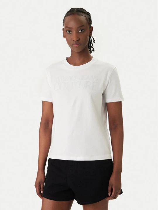 Zdjęcie produktu Versace Jeans T-Shirt 80HAHT09 Biały Regular Fit