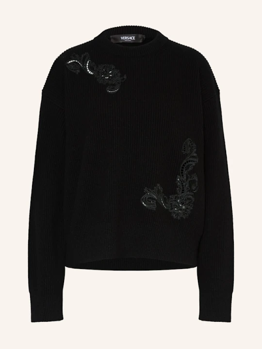 Zdjęcie produktu Versace Sweter Z Cekinami schwarz CZARNY