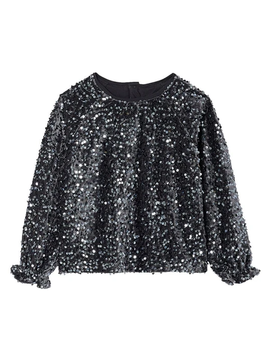 Zdjęcie produktu vertbaudet Bluzka w kolorze srebrno-czarnym rozmiar: 122