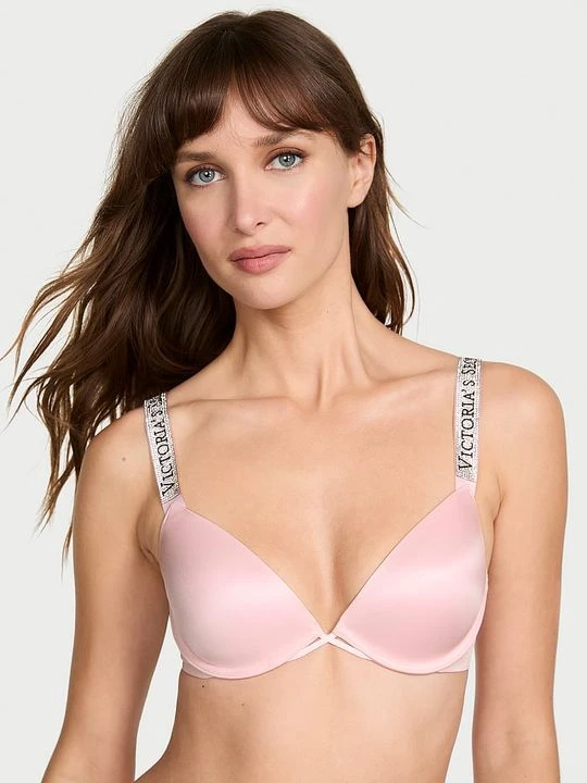 Zdjęcie produktu Very Sexy Biustonosz lekko usztywniany z błyszczącymi ramiączkami Shine Strap Demi Victoria's Secret Różowy