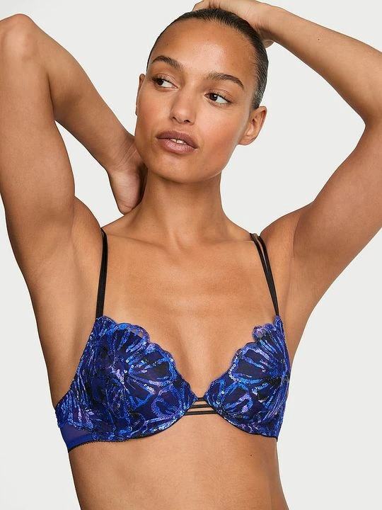 Zdjęcie produktu Very Sexy Biustonosz lekko usztywniany z cekinami Party Floral Demi Victoria's Secret Niebieski