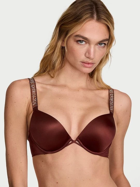 Zdjęcie produktu Very Sexy Biustonosz push-up powiększający o 2 rozmiary Bombshell Shine Strap Victoria's Secret Brązowy