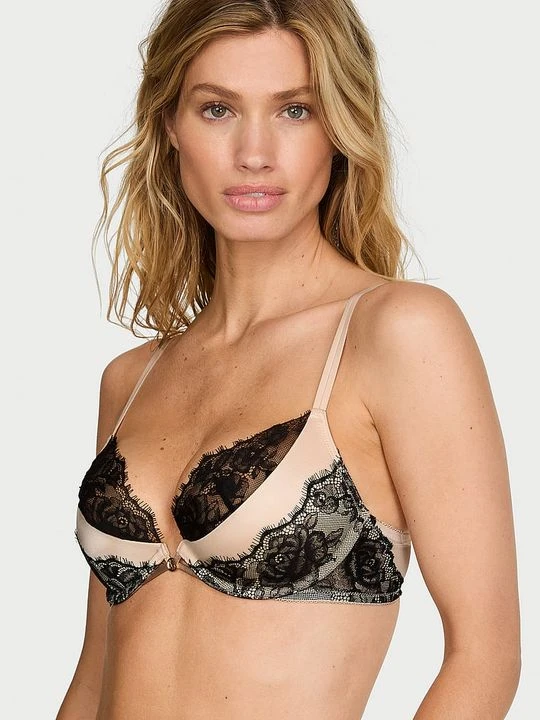 Zdjęcie produktu Very Sexy Biustonosz push-up ze wstawkami z koronki Envy Low-Cut Victoria's Secret Beżowy