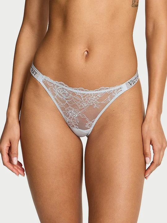 Zdjęcie produktu Very Sexy Stringi koronkowe z błyszczącymi paskami Shine Strap Victoria's Secret Niebieski
