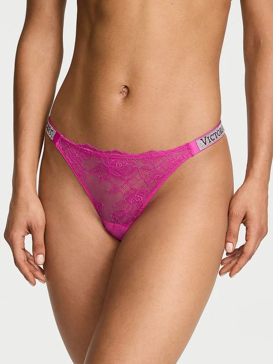 Zdjęcie produktu Very Sexy Stringi koronkowe z błyszczącymi paskami Shine Strap Victoria's Secret Różowy