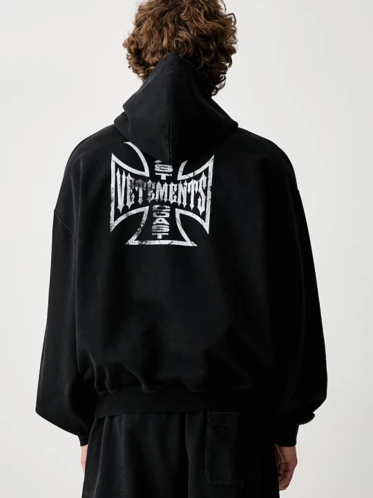 Zdjęcie produktu Vetements Biker Cross Logo bluza z kapturem bawełniana męska