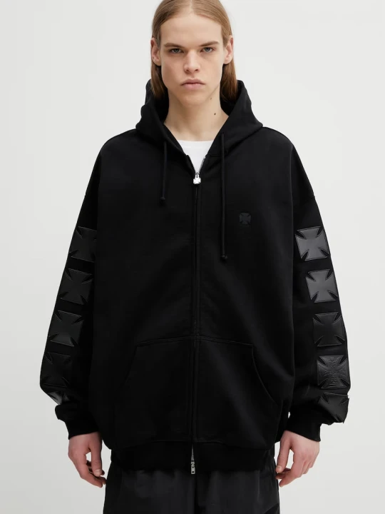 Zdjęcie produktu Vetements Leather Biker Cross bluza z kapturem męska z bawełną